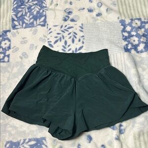 Aerie Dark Green High-Waisted Shorts